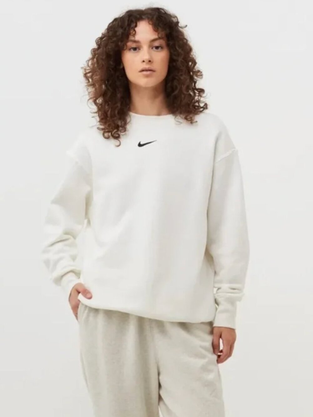 Nike Phoenix Fleece Oversized Crewneck Sweatshirt Sail Black Women’s M